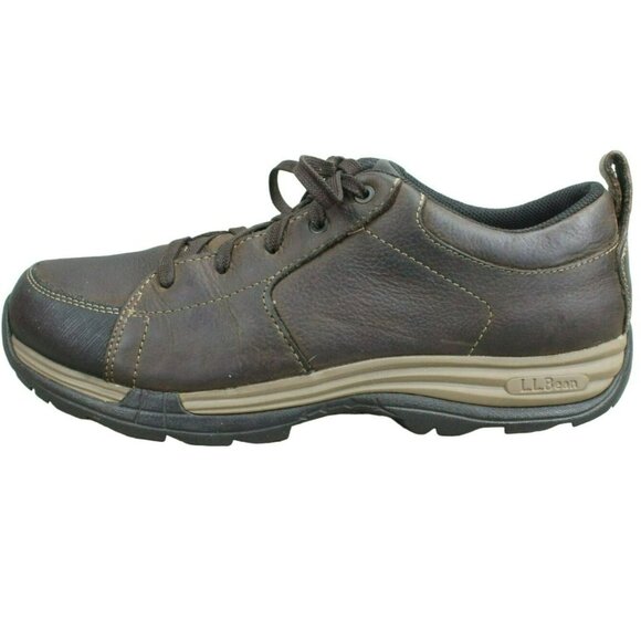 LL Bean Traverse Brown Leather Lace Up Low Top Trail Hiking Shoes Size 10 M - Picture 1 of 9